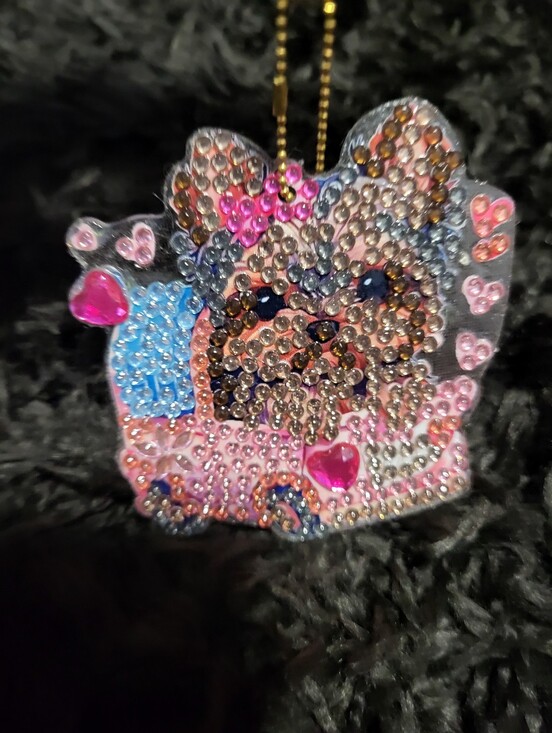 Accessories - Rhinestone Puppy Pendant Necklace - Pink, Blue, Gold Accents